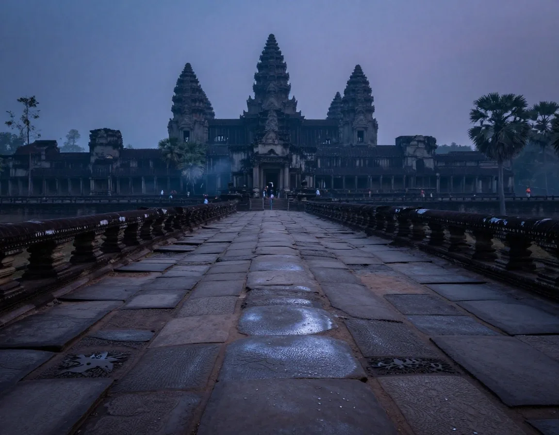 Western causeway stone surface at pre-dawn